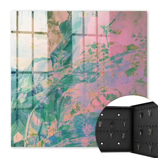 Tableau abstraction végétale aux couleurs pastel