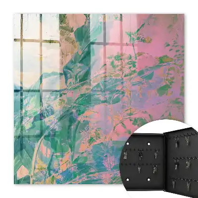 Tableau abstraction végétale aux couleurs pastel