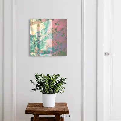 Tableau abstraction végétale aux couleurs pastel