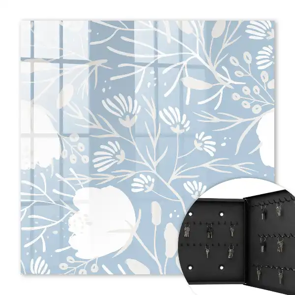 Motifs végétaux sur fond bleu