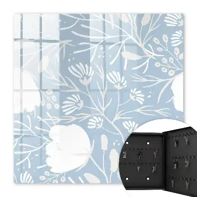 Motifs végétaux sur fond bleu
