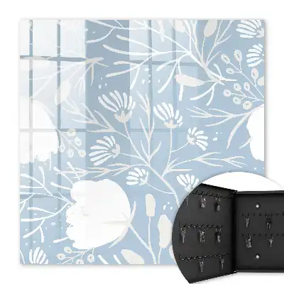 Motifs végétaux sur fond bleu