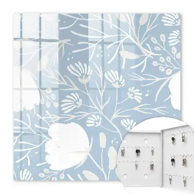 Motifs végétaux sur fond bleu