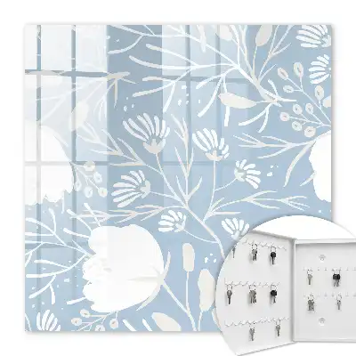 Motifs végétaux sur fond bleu