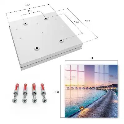 Tableau représentant un coucher de soleil paisible avec des maisons au bord de l'eau