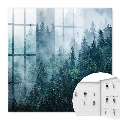 Forêt verte dans le brouillard matinal