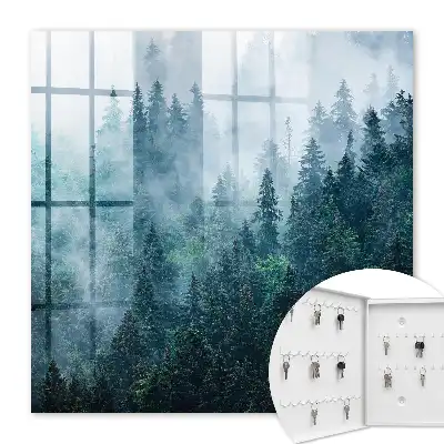Forêt verte dans le brouillard matinal