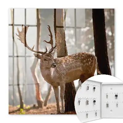 Tableau décoratif Des cerfs dans la forêt au coucher du soleil