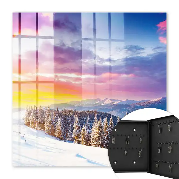 Paysage de montagne au coucher du soleil en hiver
