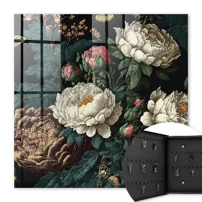 Fleurs de pivoine sur fond noir