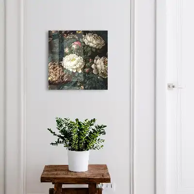 Fleurs de pivoine sur fond noir
