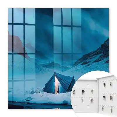 Nuit bleue avec une tente illuminée