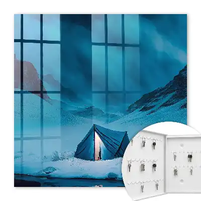Nuit bleue avec une tente illuminée