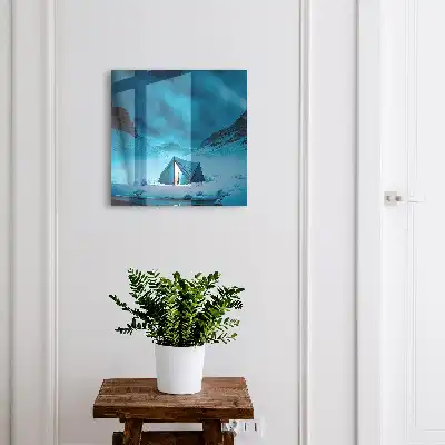 Nuit bleue avec une tente illuminée