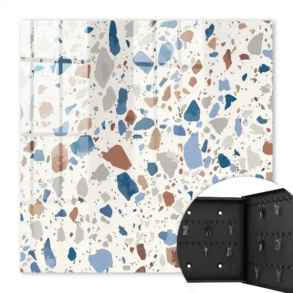 Mosaïque en pierre avec accents bleus