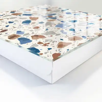 Mosaïque en pierre avec accents bleus