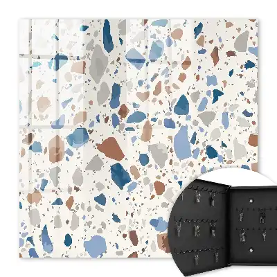 Mosaïque en pierre avec accents bleus
