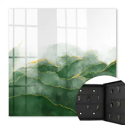 Tableau style aquarelle collines vertes