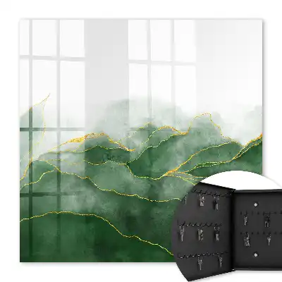 Tableau style aquarelle collines vertes