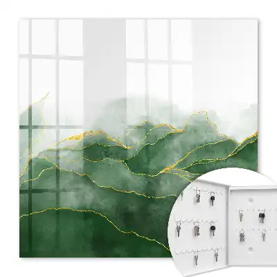 Tableau style aquarelle collines vertes