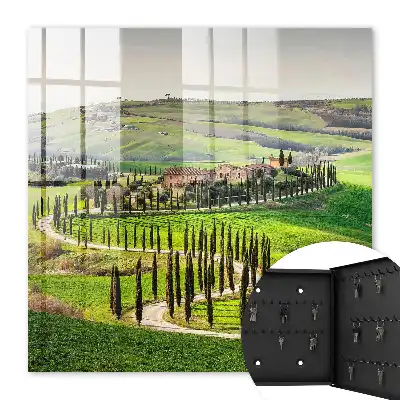 Tableau paysage toscan avec colline et cyprès