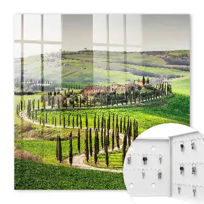Tableau paysage toscan avec colline et cyprès