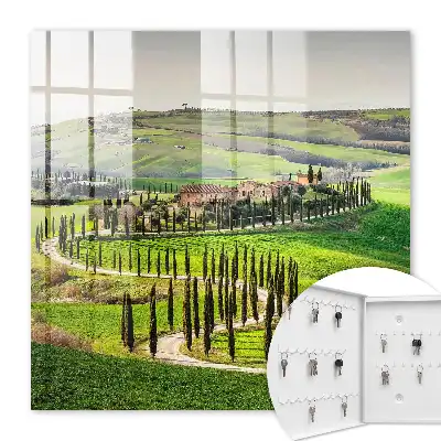 Tableau paysage toscan avec colline et cyprès