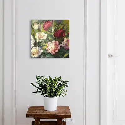 Fleurs colorées sur fond vert
