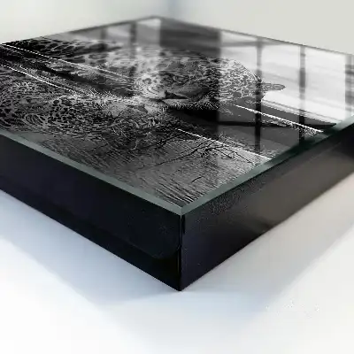 Tableau de jaguars dans l'eau en noir et blanc