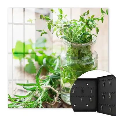 Herbes vertes dans un récipient en bois