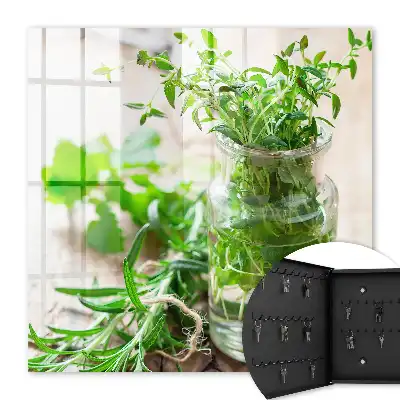 Herbes vertes dans un récipient en bois