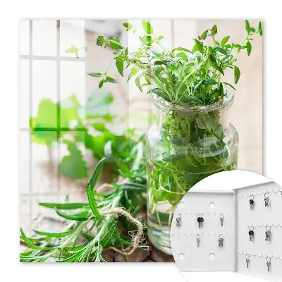 Herbes vertes dans un récipient en bois