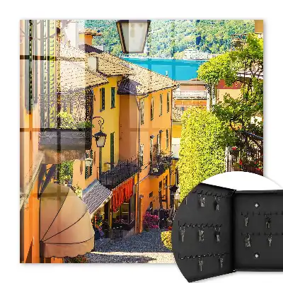 Tableau d'une ville colorée aux maisons pittoresques
