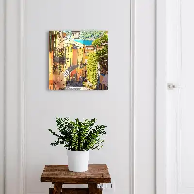 Tableau d'une ville colorée aux maisons pittoresques