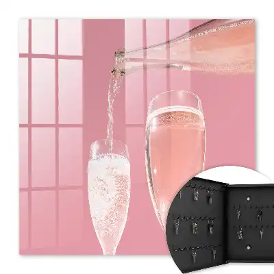 Verres à champagne sur fond rose