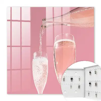 Verres à champagne sur fond rose