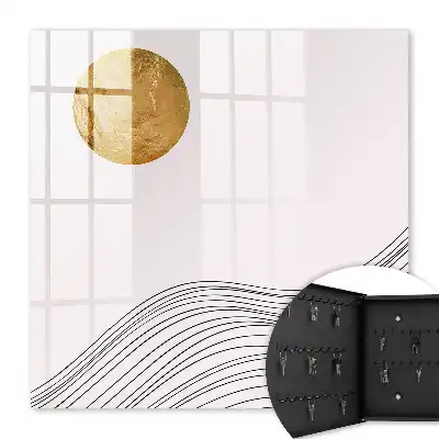 Toile décorative avec des vagues et un cercle lumineux en arrière-plan
