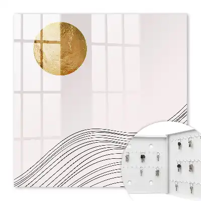 Toile décorative avec des vagues et un cercle lumineux en arrière-plan