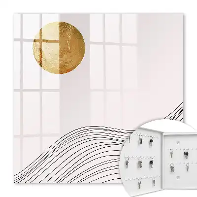 Toile décorative avec des vagues et un cercle lumineux en arrière-plan