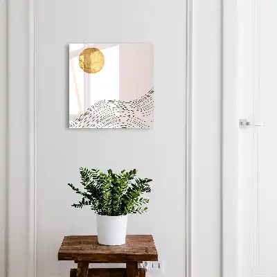 Toile décorative avec des vagues et un cercle lumineux en arrière-plan