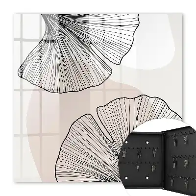 Papier peint motifs de feuilles noires sur fond crème