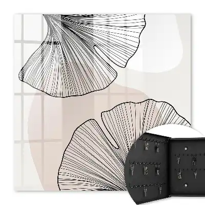 Papier peint motifs de feuilles noires sur fond crème