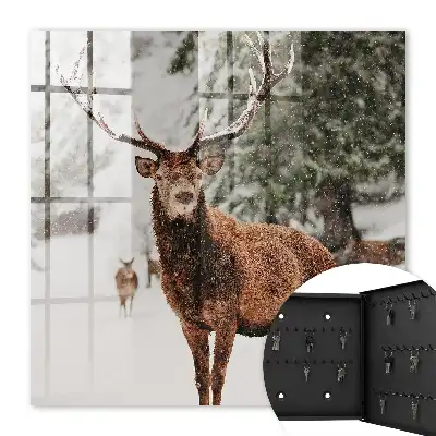 Tableau paysage d'hiver avec un cerf