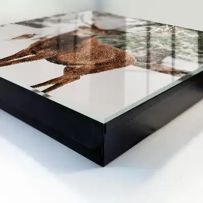 Tableau paysage d'hiver avec un cerf