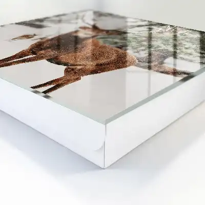Tableau paysage d'hiver avec un cerf