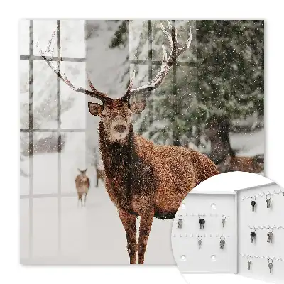 Tableau paysage d'hiver avec un cerf