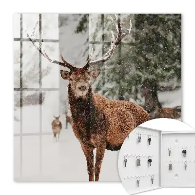 Tableau paysage d'hiver avec un cerf