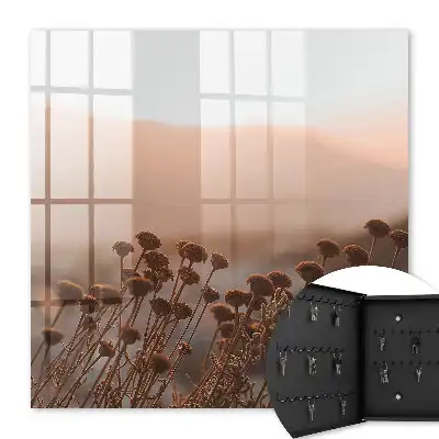 Paysage d'automne avec des fleurs séchées