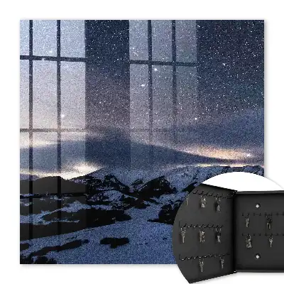 Ciel étoilé avec montagnes la nuit