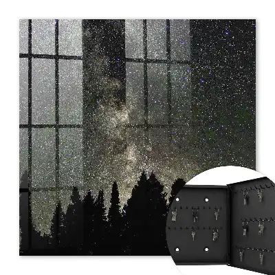 Ciel étoilé avec des arbres sombres
